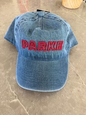 Blue Denim Baseball Cap with Red PARKE Embroidery